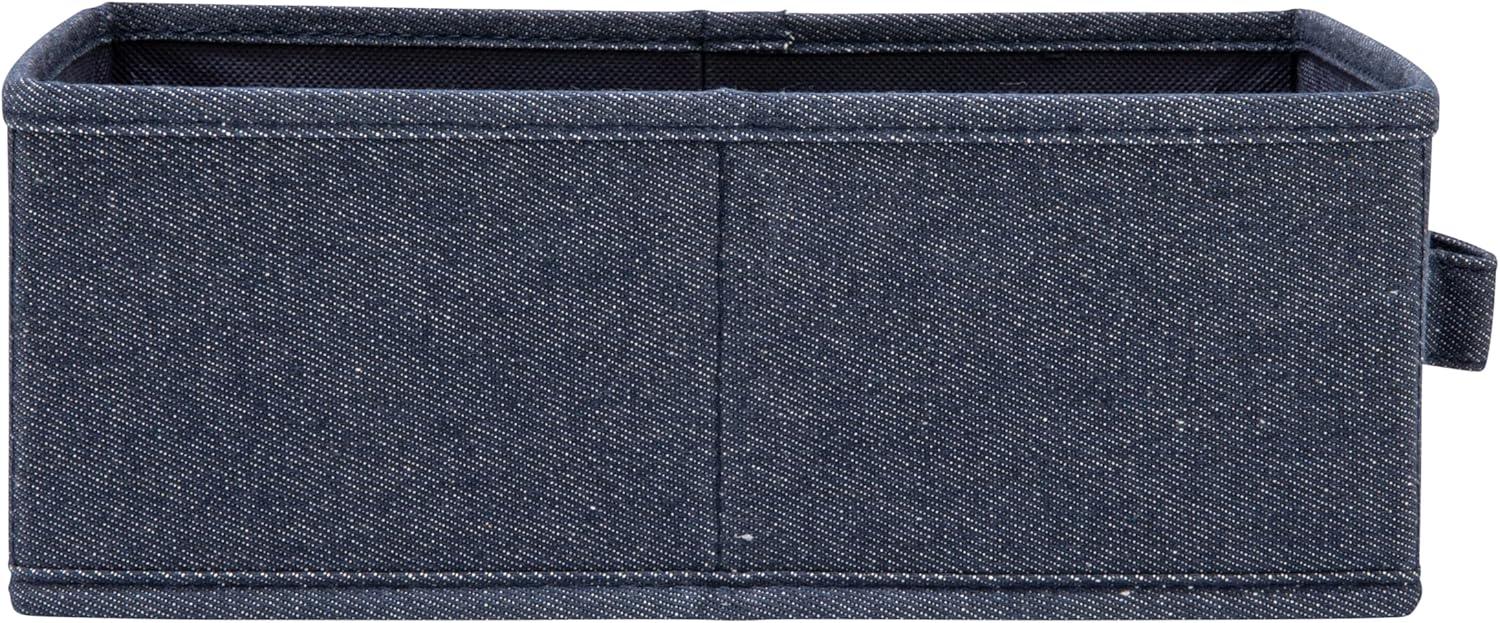 image:imageCollapsible Cotton Blend Rectangular Storage Drawer with Handle Set of 2 Denim