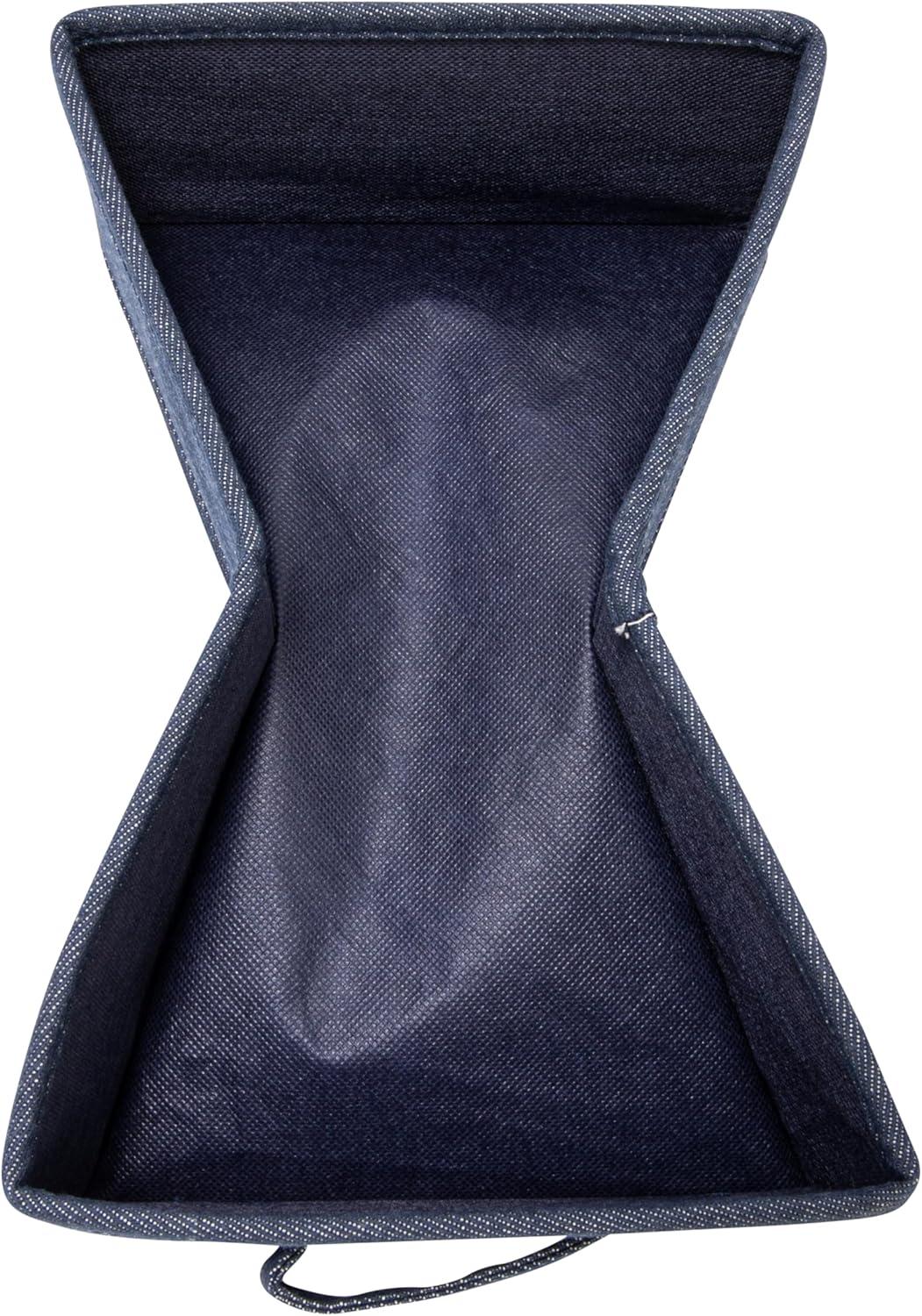 image:imageCollapsible Cotton Blend Rectangular Storage Drawer with Handle Set of 2 Denim