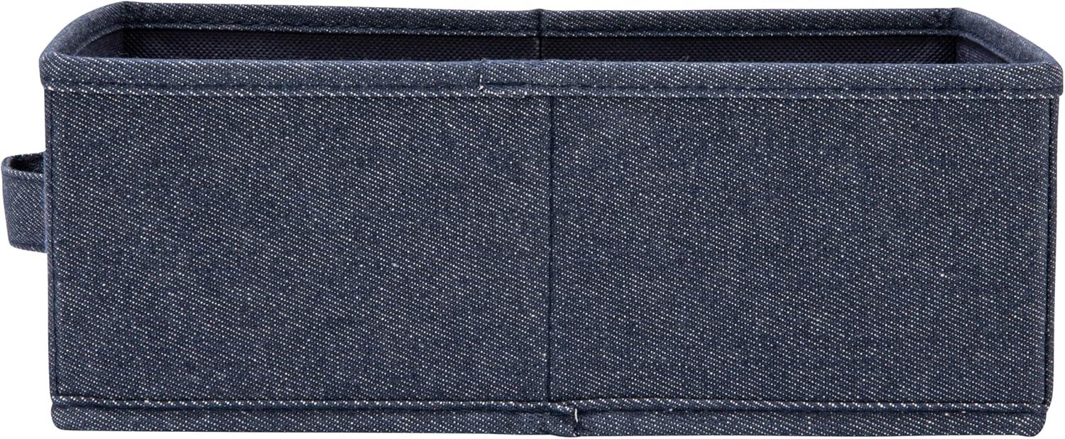 image:imageCollapsible Cotton Blend Rectangular Storage Drawer with Handle Set of 2 Denim