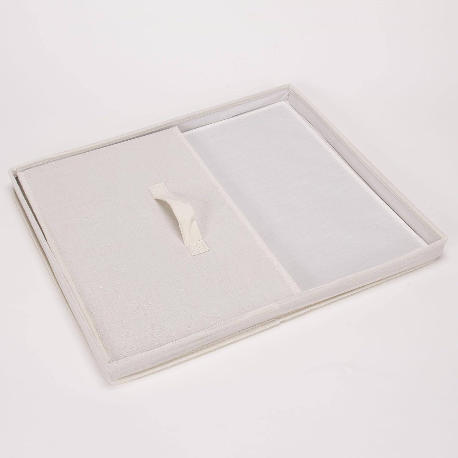 image:imageHousehold Essentials 115 Storage Box with Lid and Handle Natural Beige Canvas JumboJumbo 16W x 19D