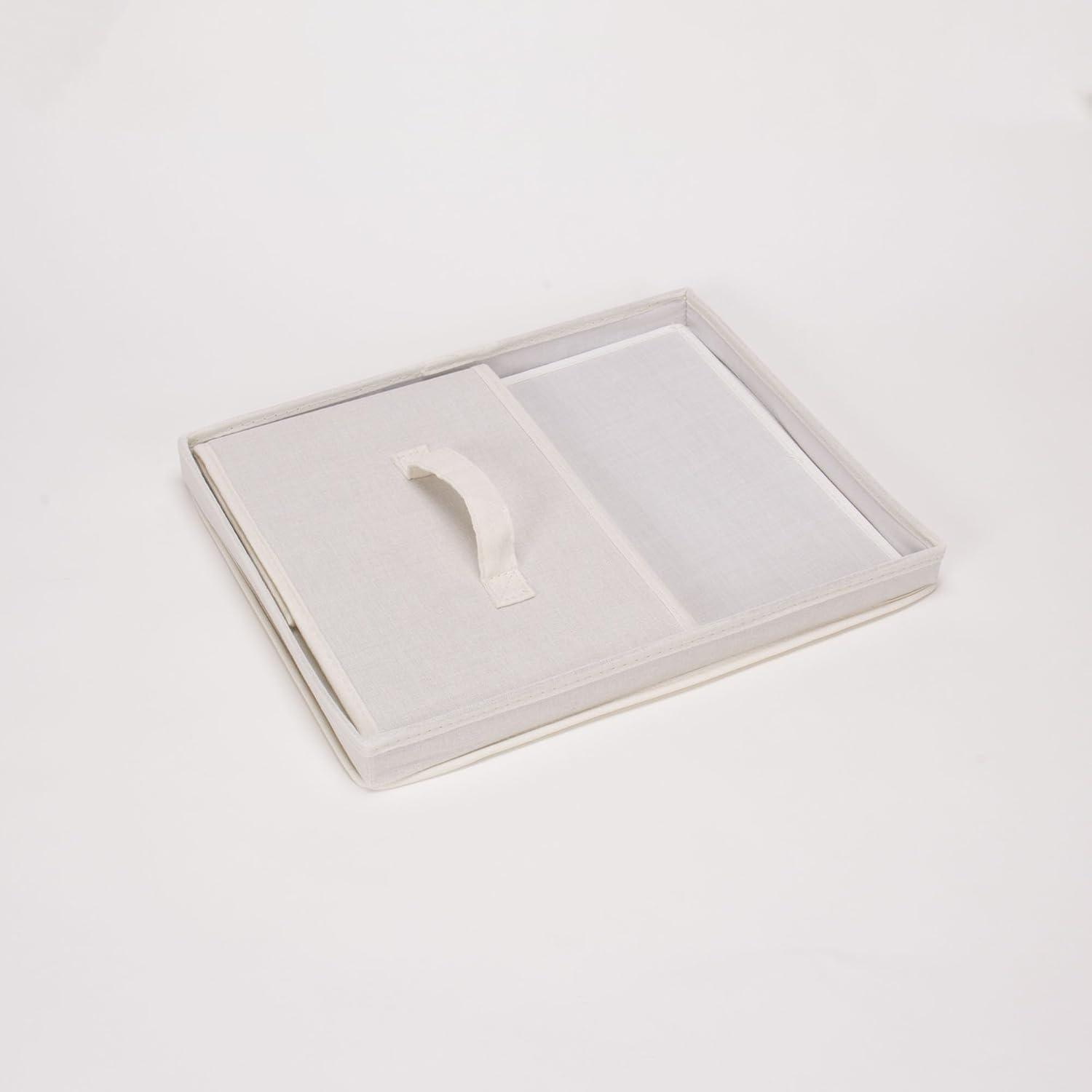 image:imageHousehold Essentials 115 Storage Box with Lid and Handle Natural Beige Canvas JumboLarge 12W x 15D
