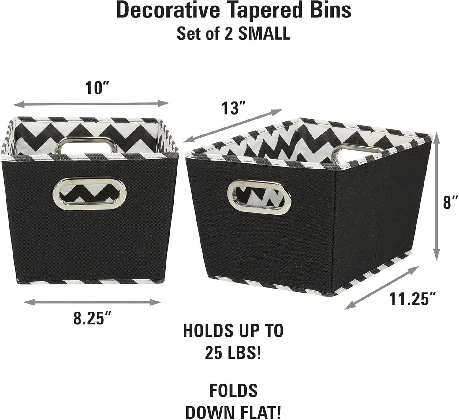 image:imageHousehold Essentials 19KDBLK1 Medium Tapered Decorative Storage Bins 2 Pack Set Cubby Baskets Black and White MiniDotsBlack Chevron