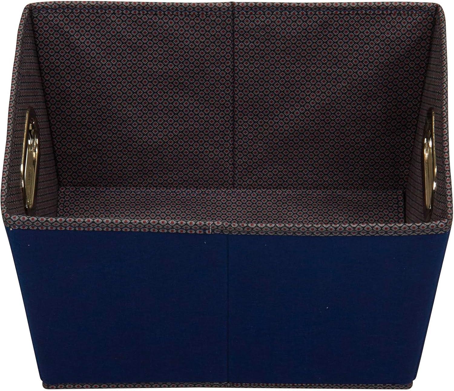 image:imageHousehold Essentials 19KDBLK1 Medium Tapered Decorative Storage Bins 2 Pack Set Cubby Baskets Black and White MiniDotsNavy Blue