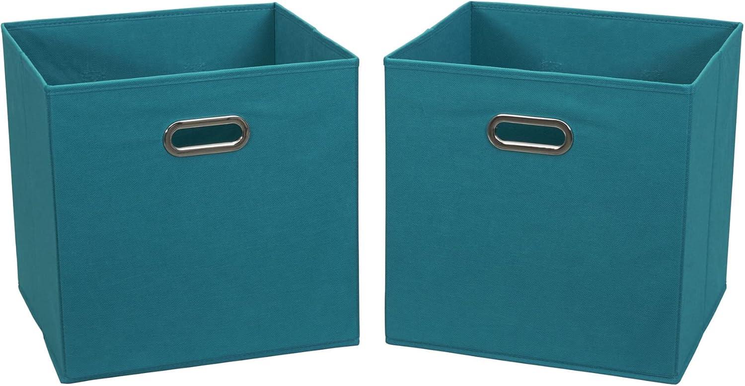 image:imageHousehold Essentials 2 Pack Open Storage Bins with Dual Handles 13 x 12 x 13 Aqua