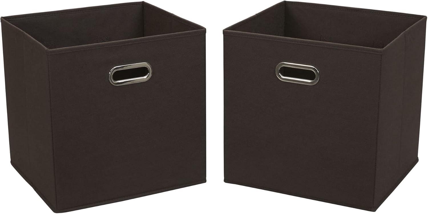 image:imageHousehold Essentials 2 Pack Open Storage Bins with Dual Handles 13 x 12 x 13 Chocolate Brown
