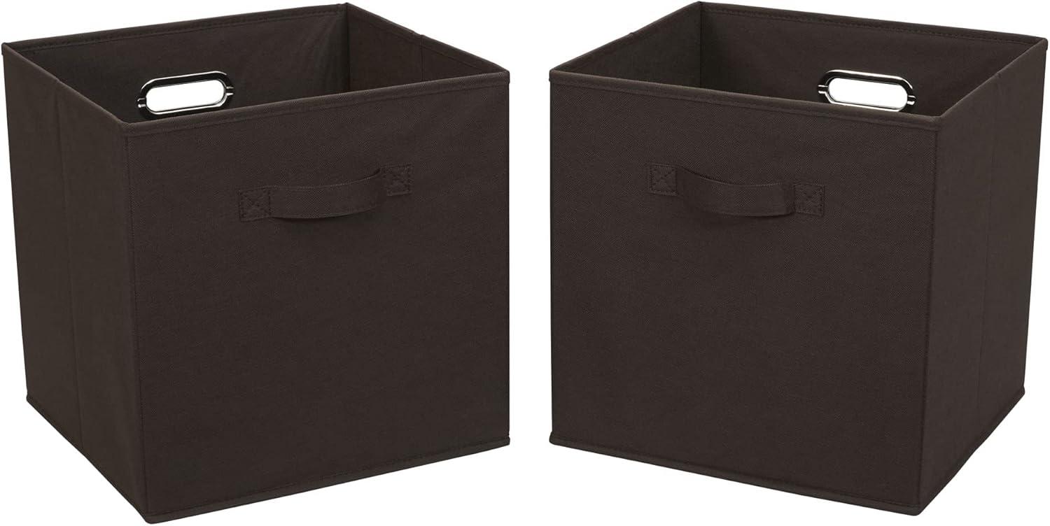 image:imageHousehold Essentials 2 Pack Open Storage Bins with Dual Handles 13 x 12 x 13 Chocolate Brown
