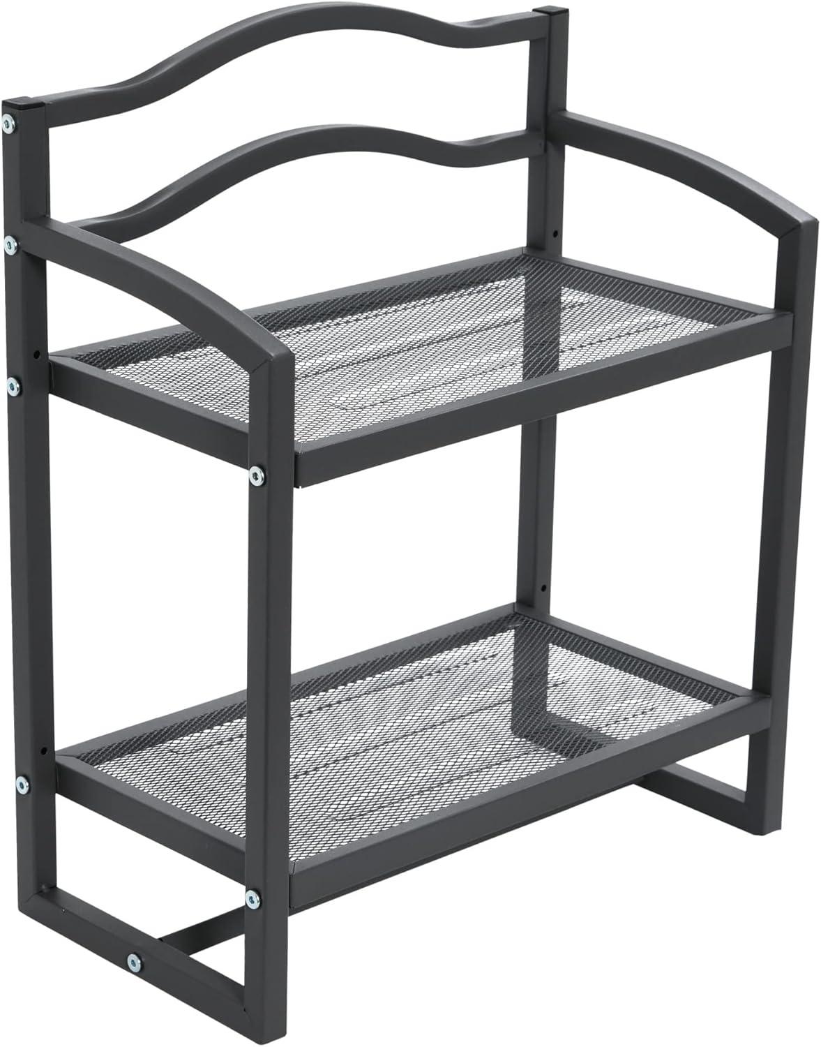 image:imageHousehold Essentials 2Tier Metal Wall Mount Bathroom Storage Rack SilverGrey