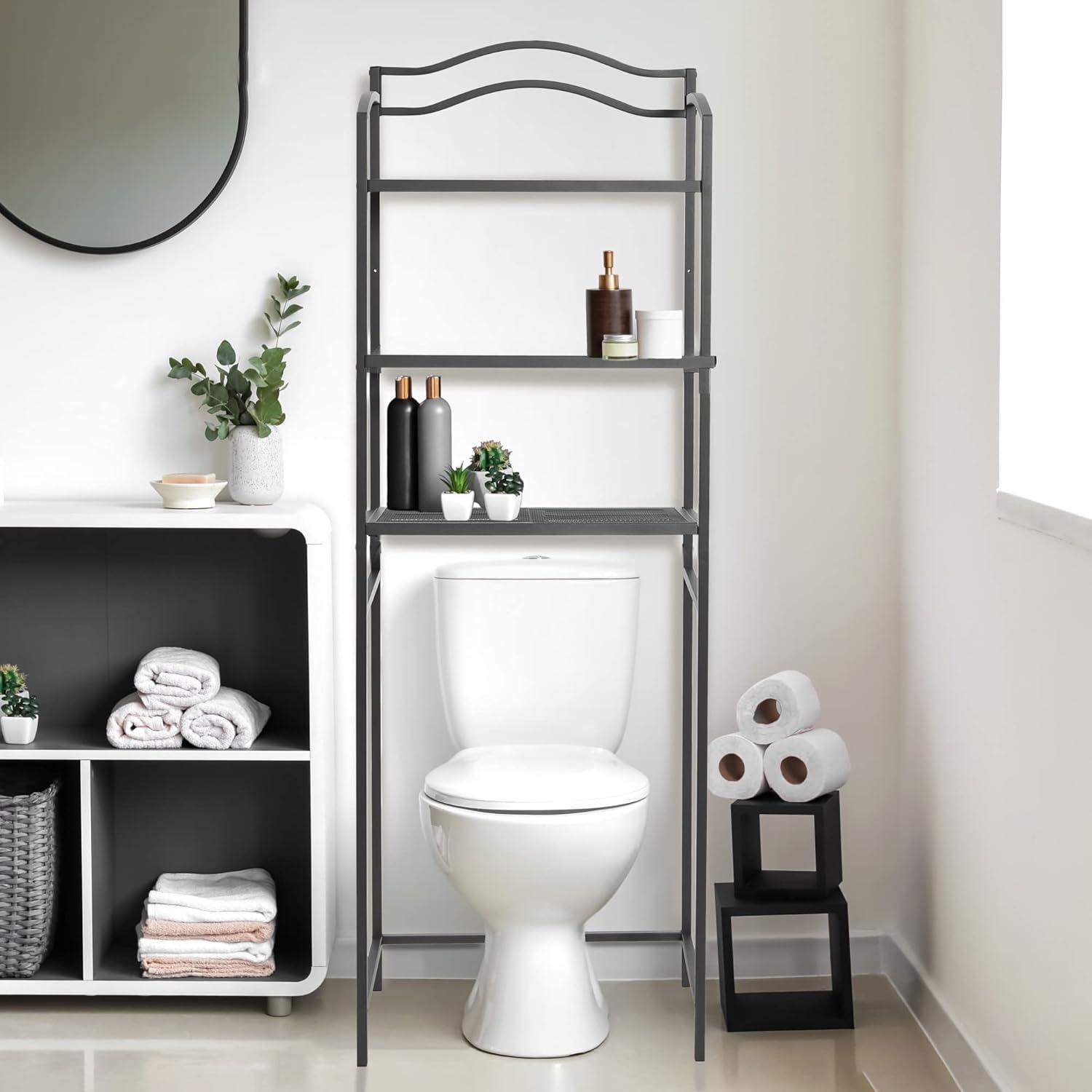 image:imageHousehold Essentials 2Tier Metal Wall Mount Bathroom Storage Rack SilverGrey