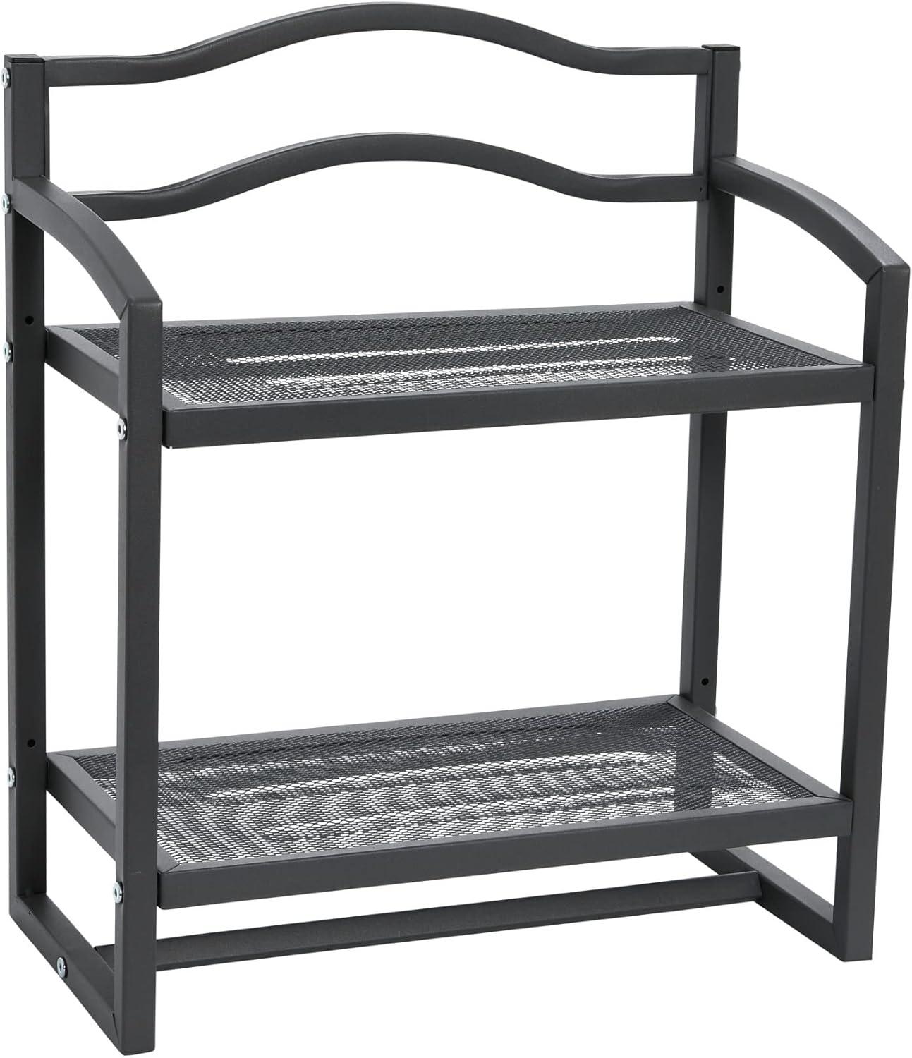 image:imageHousehold Essentials 2Tier Metal Wall Mount Bathroom Storage Rack SilverGrey