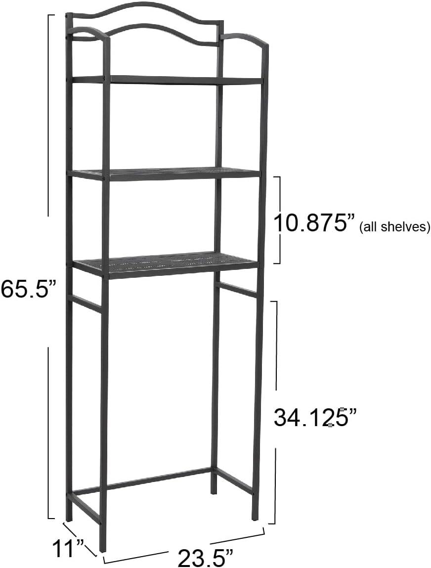 image:imageHousehold Essentials 2Tier Metal Wall Mount Bathroom Storage Rack SilverGrey