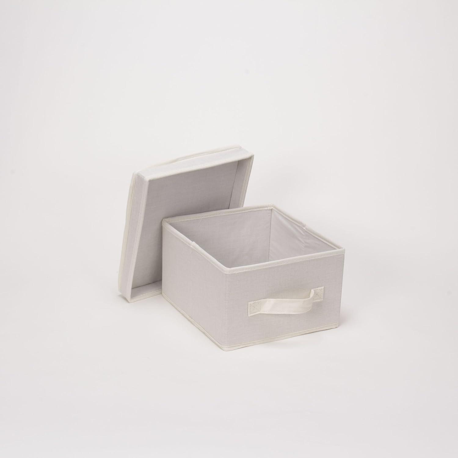 image:imageHousehold Essentials 5103 Vision Storage Boxes with Lids 3 Piece Set Natural Canvas with Brown Trim1 Count Pack of 1