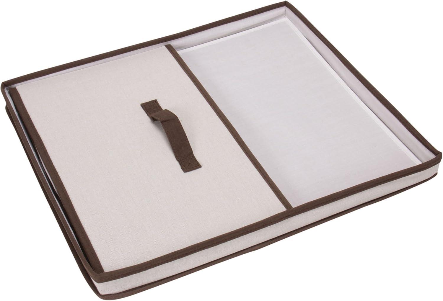 image:imageHousehold Essentials 5103 Vision Storage Boxes with Lids 3 Piece Set Natural Canvas with Brown TrimJumbo 16W x 19D