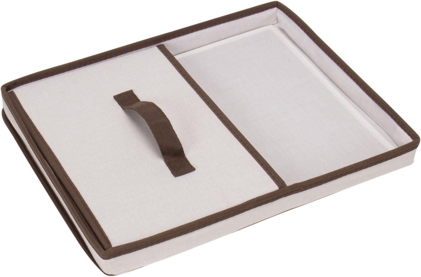 image:imageHousehold Essentials 5103 Vision Storage Boxes with Lids 3 Piece Set Natural Canvas with Brown TrimLarge 12W x 15D