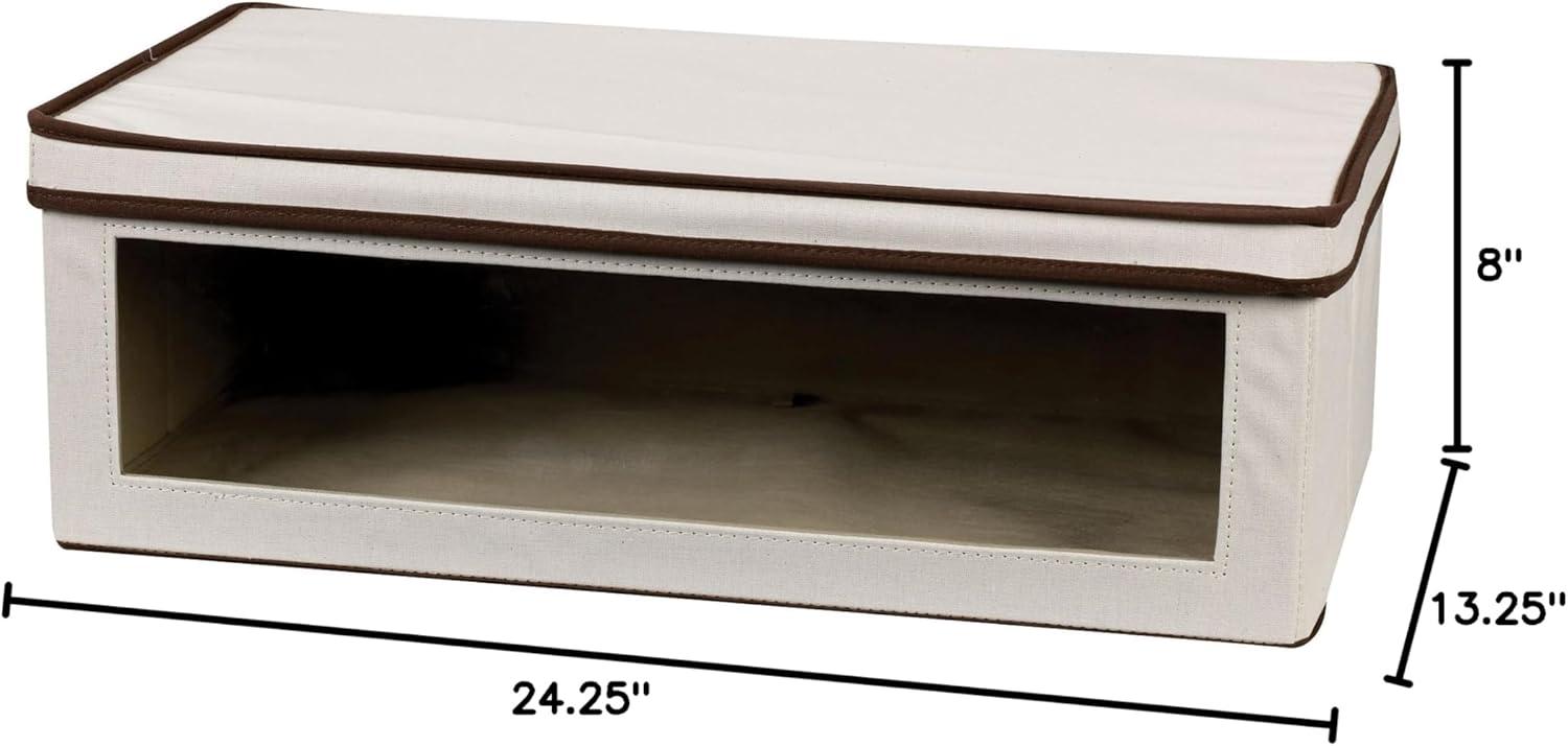 image:imageHousehold Essentials 5103 Vision Storage Boxes with Lids 3 Piece Set Natural Canvas with Brown TrimLarge
