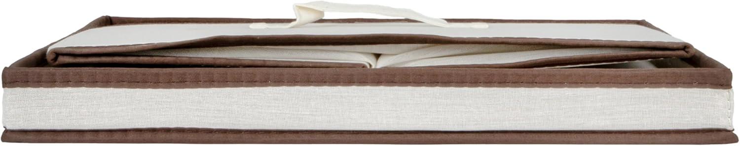 image:imageHousehold Essentials 5103 Vision Storage Boxes with Lids 3 Piece Set Natural Canvas with Brown TrimSquare 15W x 15D