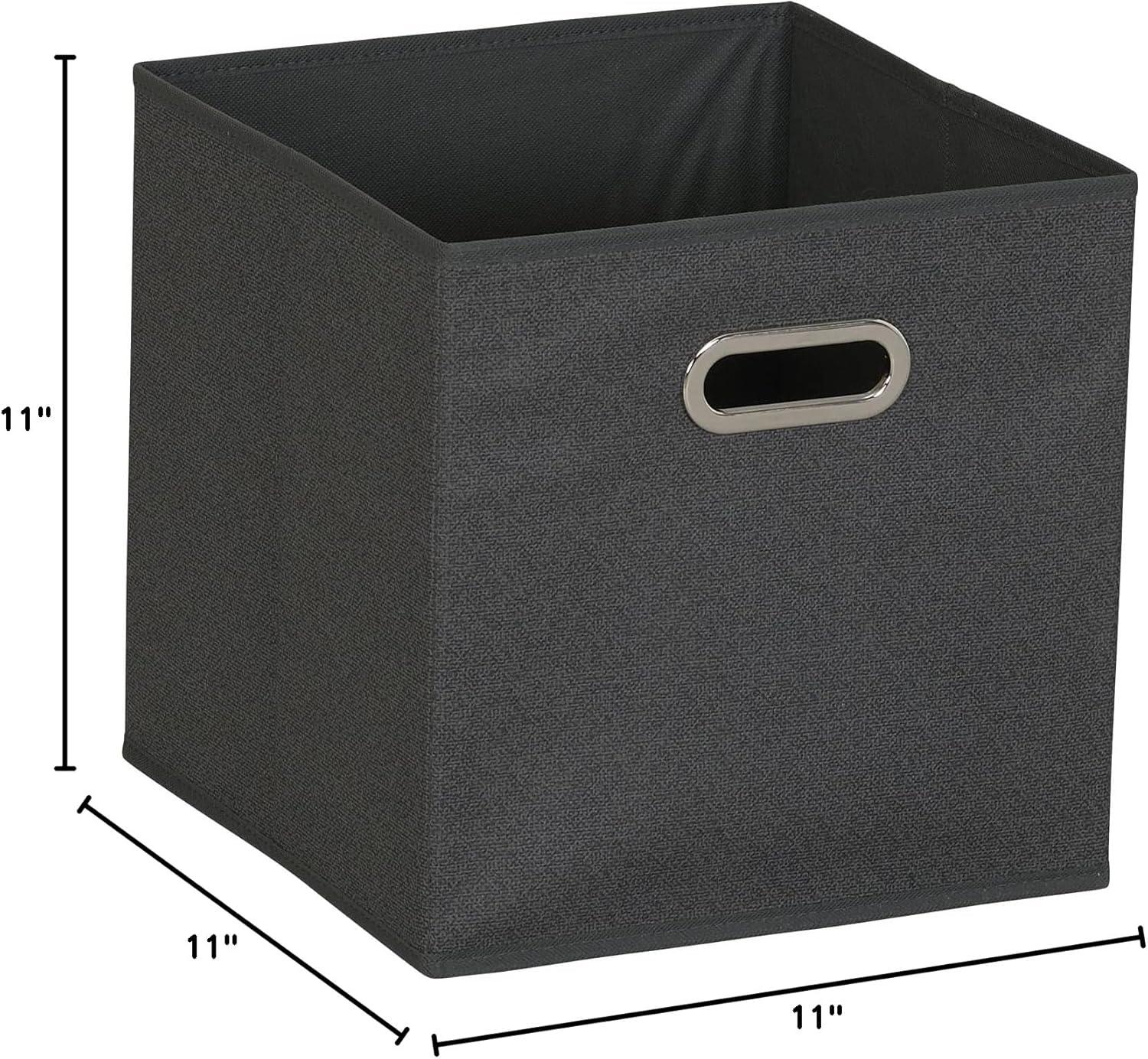 image:imageHousehold Essentials Black Cobblestone Set of 6 Open Fabric Cube Storage Bins 11 x 11Black Cobblestone