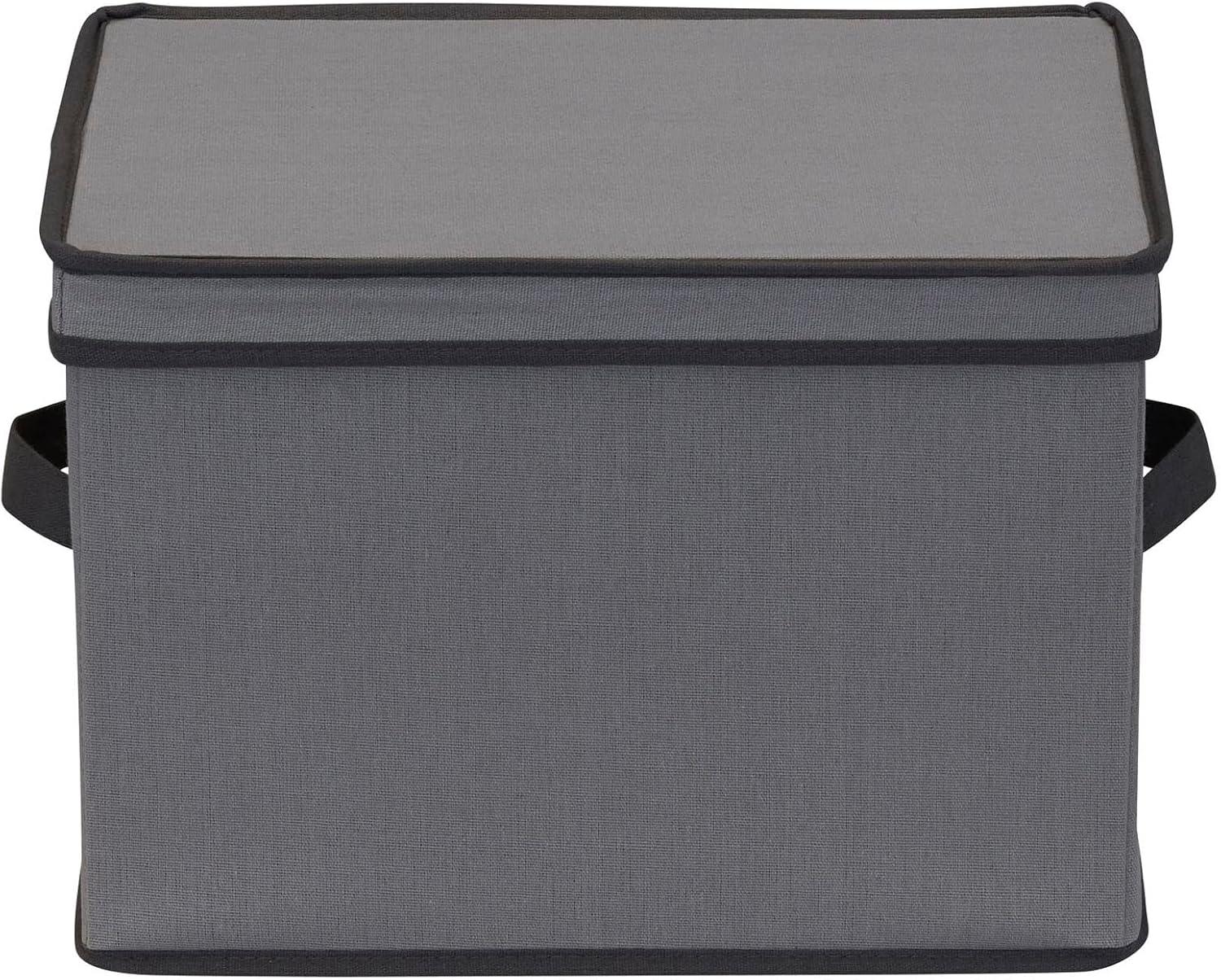 image:imageHousehold Essentials Champagne Flute Storage Box 12 Sturdy Compartments Windowed Front Panel 2 Riveted Handles Foldable and Stackable Storage Box GrayGrey