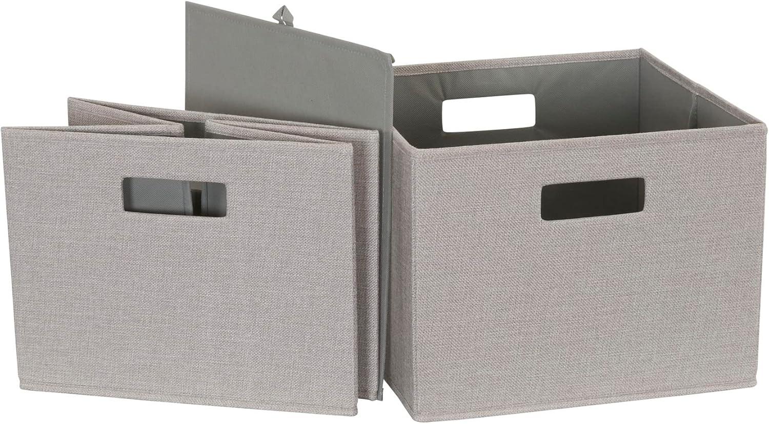 image:imageHousehold Essentials Fabric Storage Bins 2 Piece Set Strong PolyWoven Fabric Sturdy Chipboard Sides