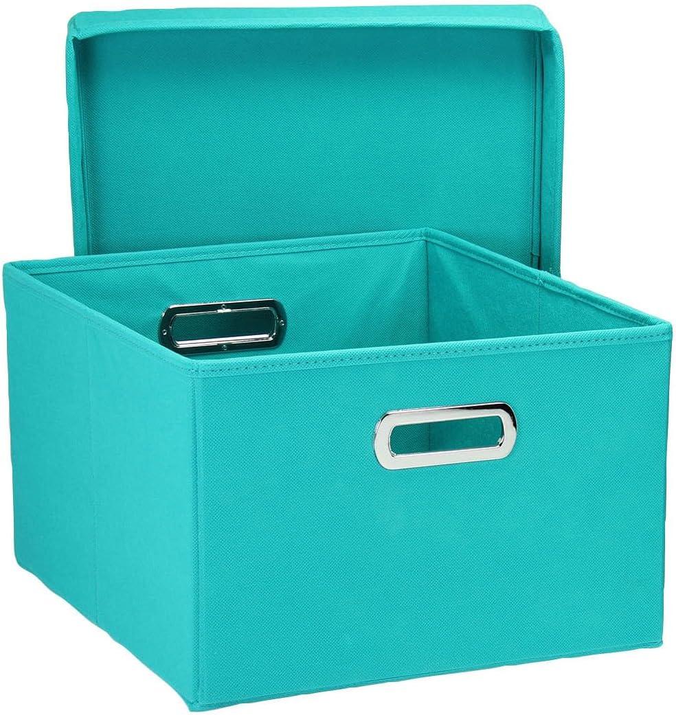 image:imageHousehold Essentials Fabric Storage Boxes with Lids and Handles BlueAqua