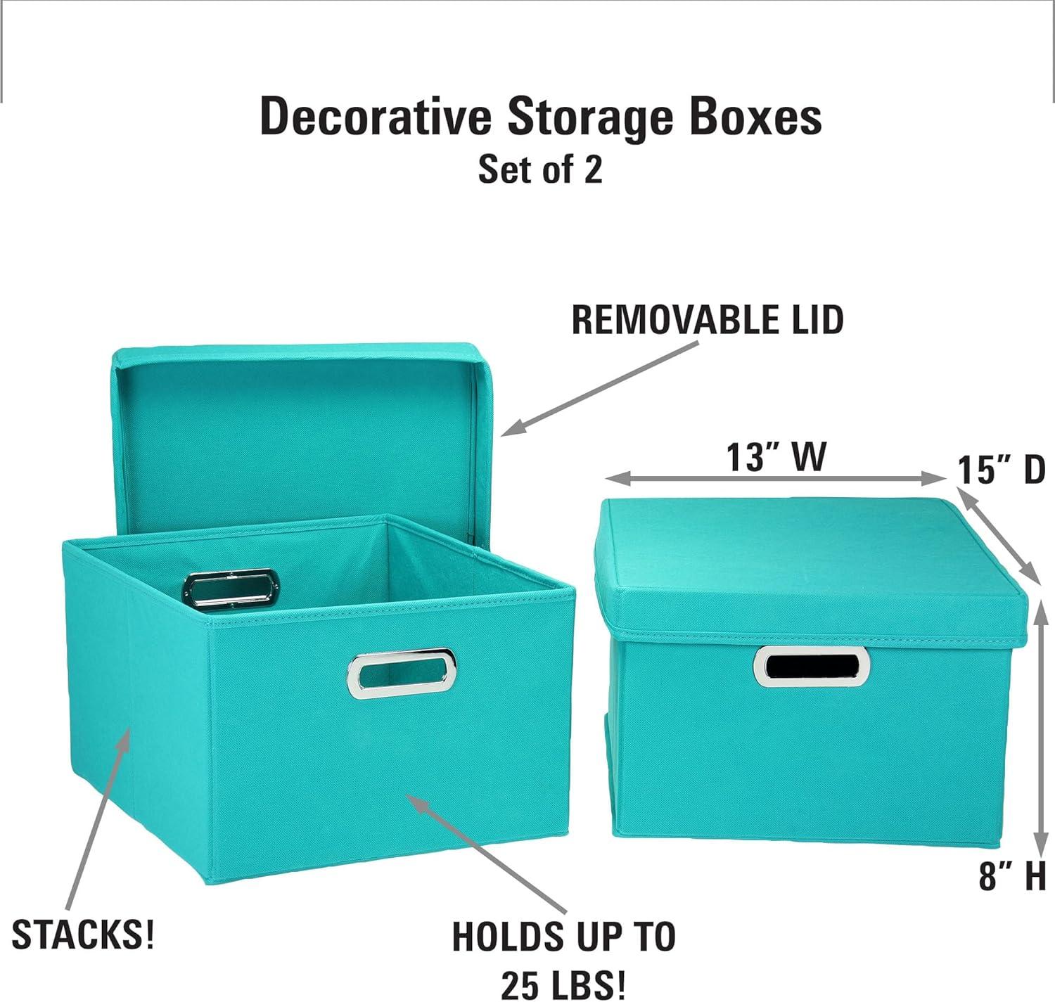 image:imageHousehold Essentials Fabric Storage Boxes with Lids and Handles BlueAqua
