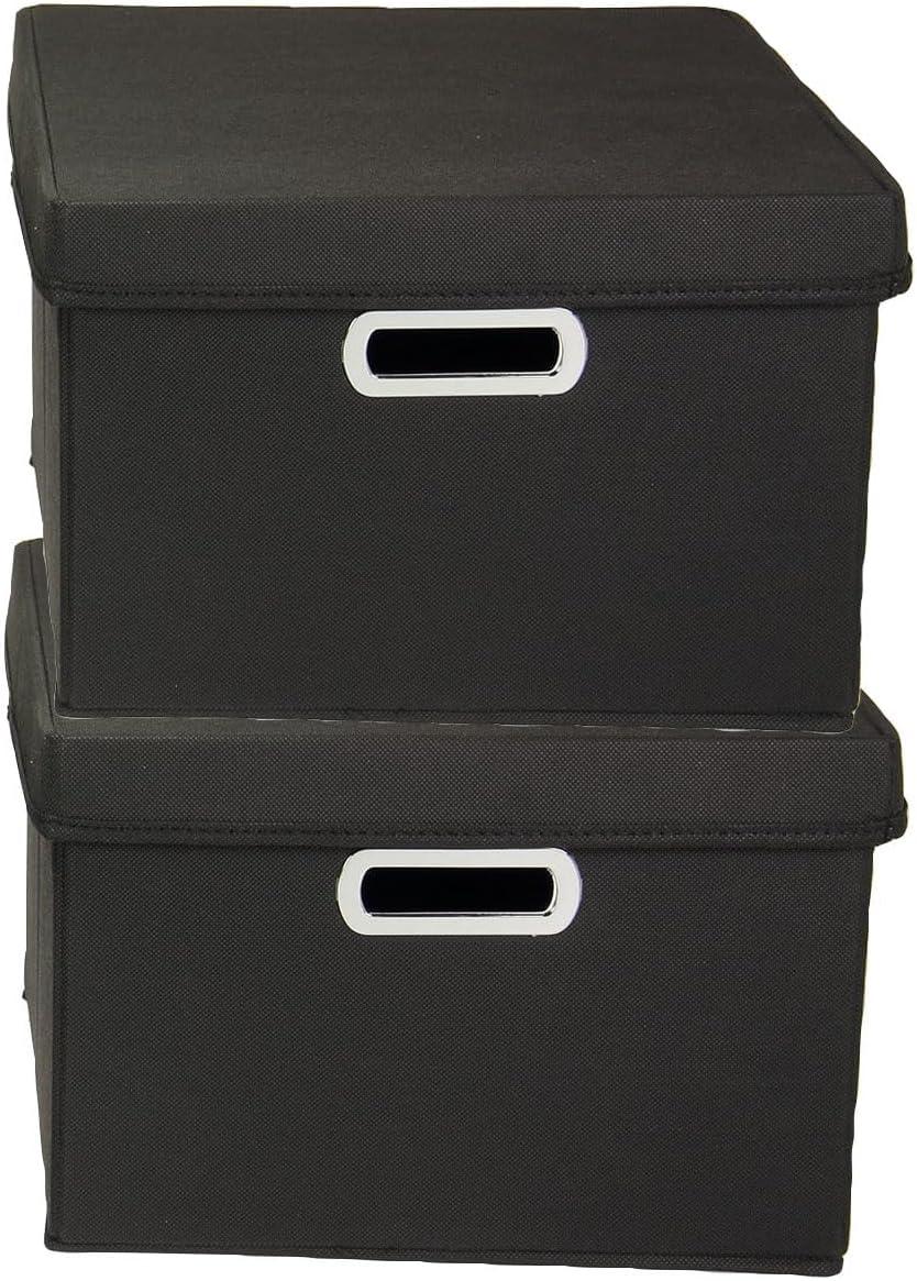 image:imageHousehold Essentials Fabric Storage Boxes with Lids and Handles BlueBlack