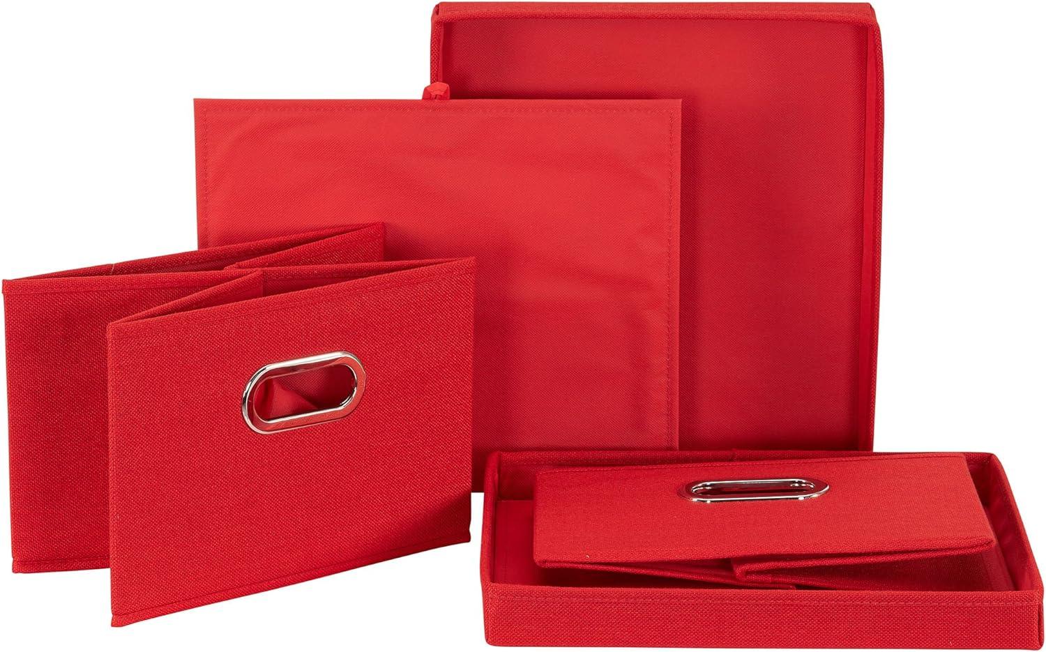 image:imageHousehold Essentials Fabric Storage Boxes with Lids and Handles BlueRed