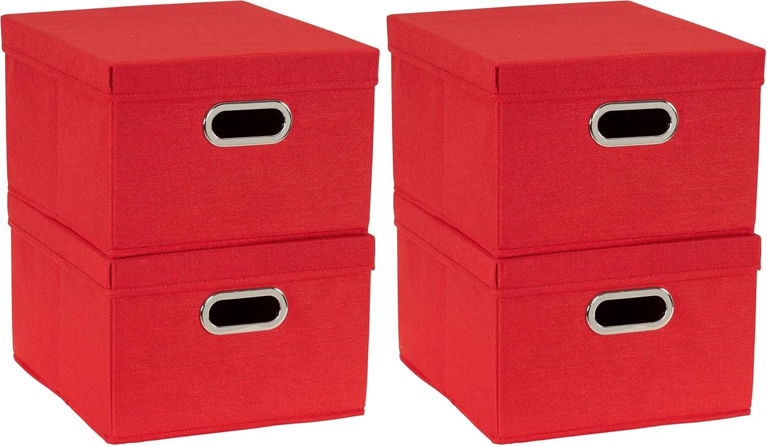 image:imageHousehold Essentials Fabric Storage Boxes with Lids and Handles BlueRed