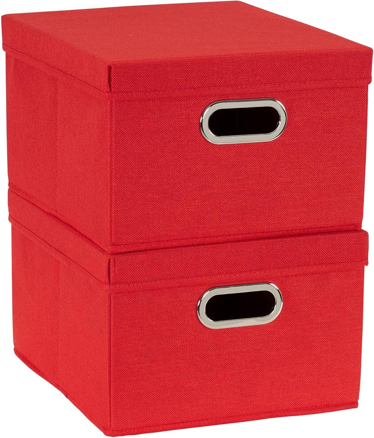 image:imageHousehold Essentials Fabric Storage Boxes with Lids and Handles BlueRed