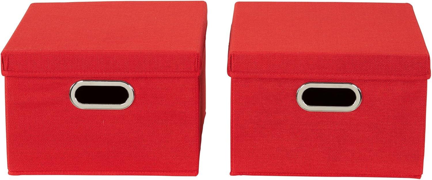 image:imageHousehold Essentials Fabric Storage Boxes with Lids and Handles BlueRed
