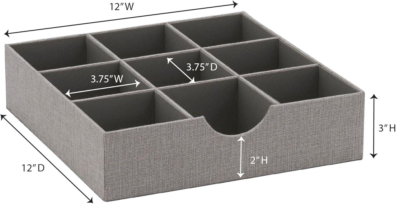 image:imageHousehold Essentials Grey 7281 Deep 9 Section Drawer Organizer Box for Storage 12 in x 313Silver