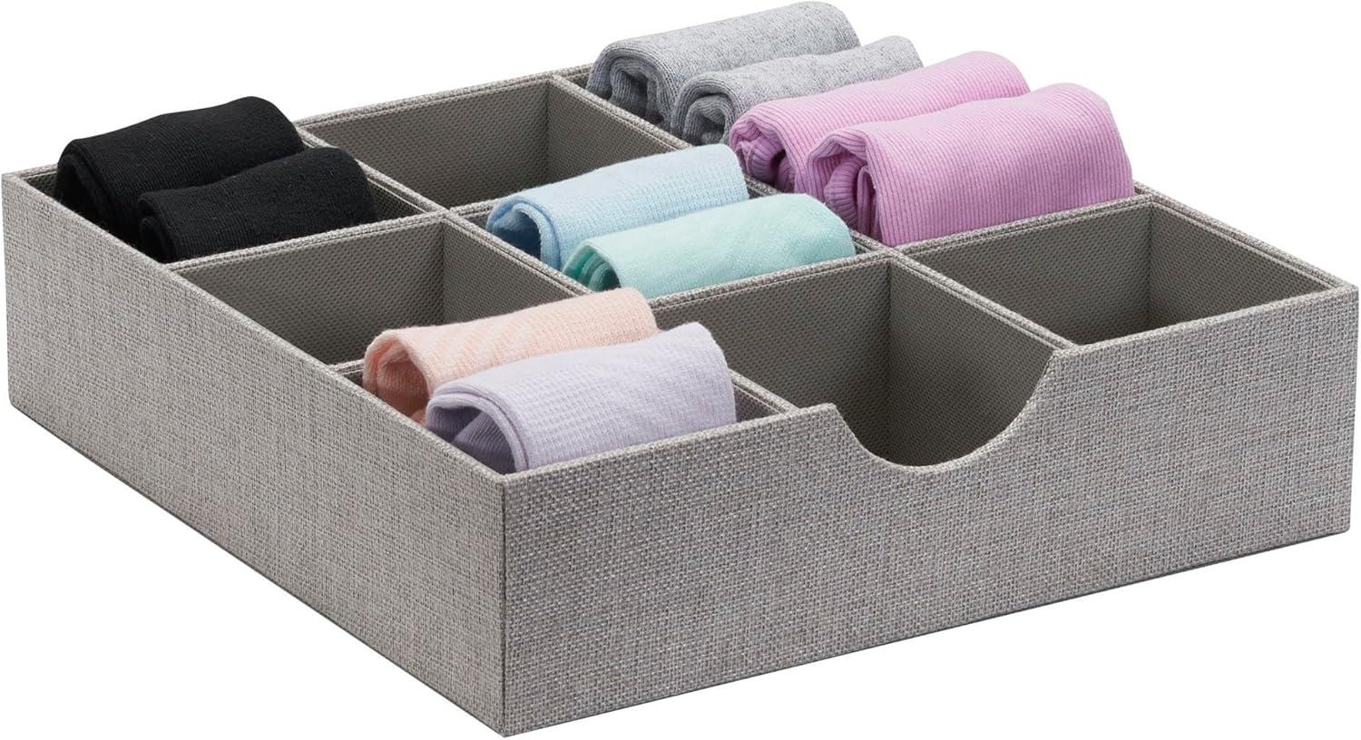 image:imageHousehold Essentials Grey 7281 Deep 9 Section Drawer Organizer Box for Storage 12 in x 313Silver