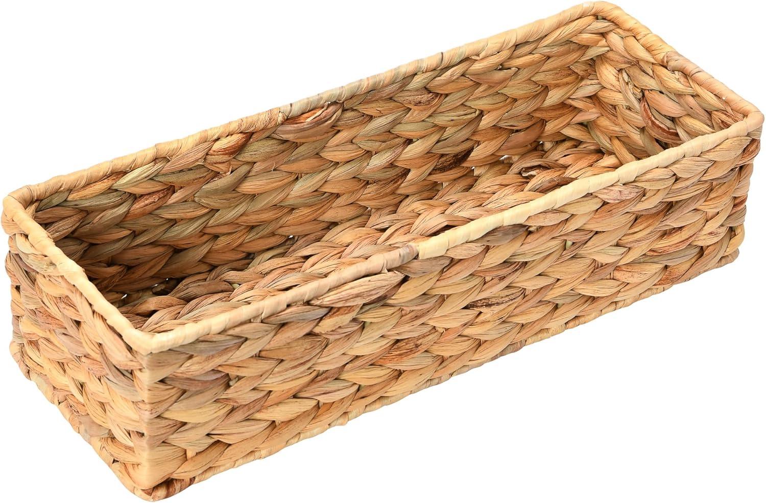 image:imageHousehold Essentials Handwoven Paper Rope Rectangular Storage Basket BlackNatural