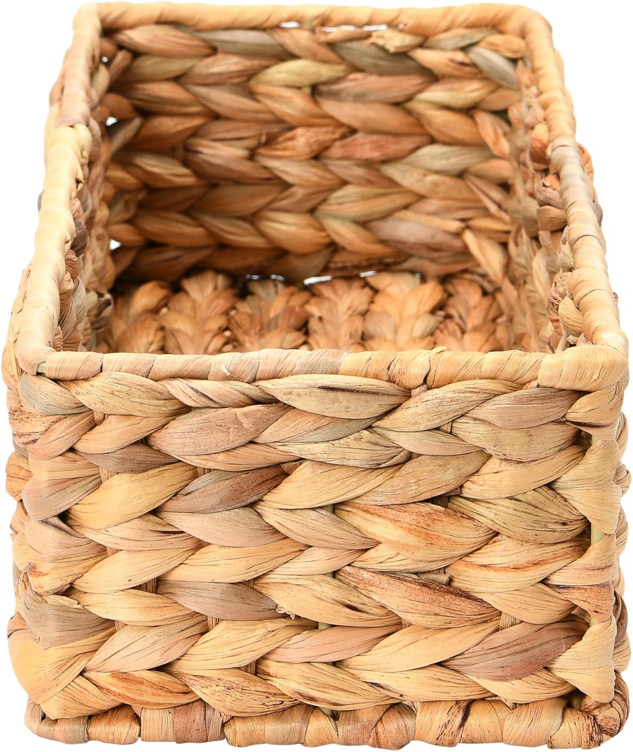 image:imageHousehold Essentials Handwoven Paper Rope Rectangular Storage Basket BlackNatural