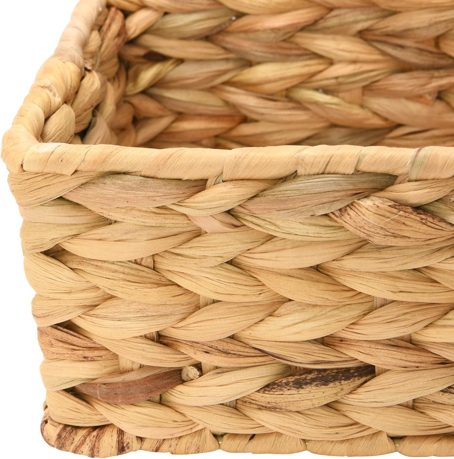 image:imageHousehold Essentials Handwoven Paper Rope Rectangular Storage Basket BlackNatural
