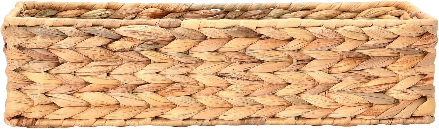 image:imageHousehold Essentials Handwoven Paper Rope Rectangular Storage Basket BlackNatural
