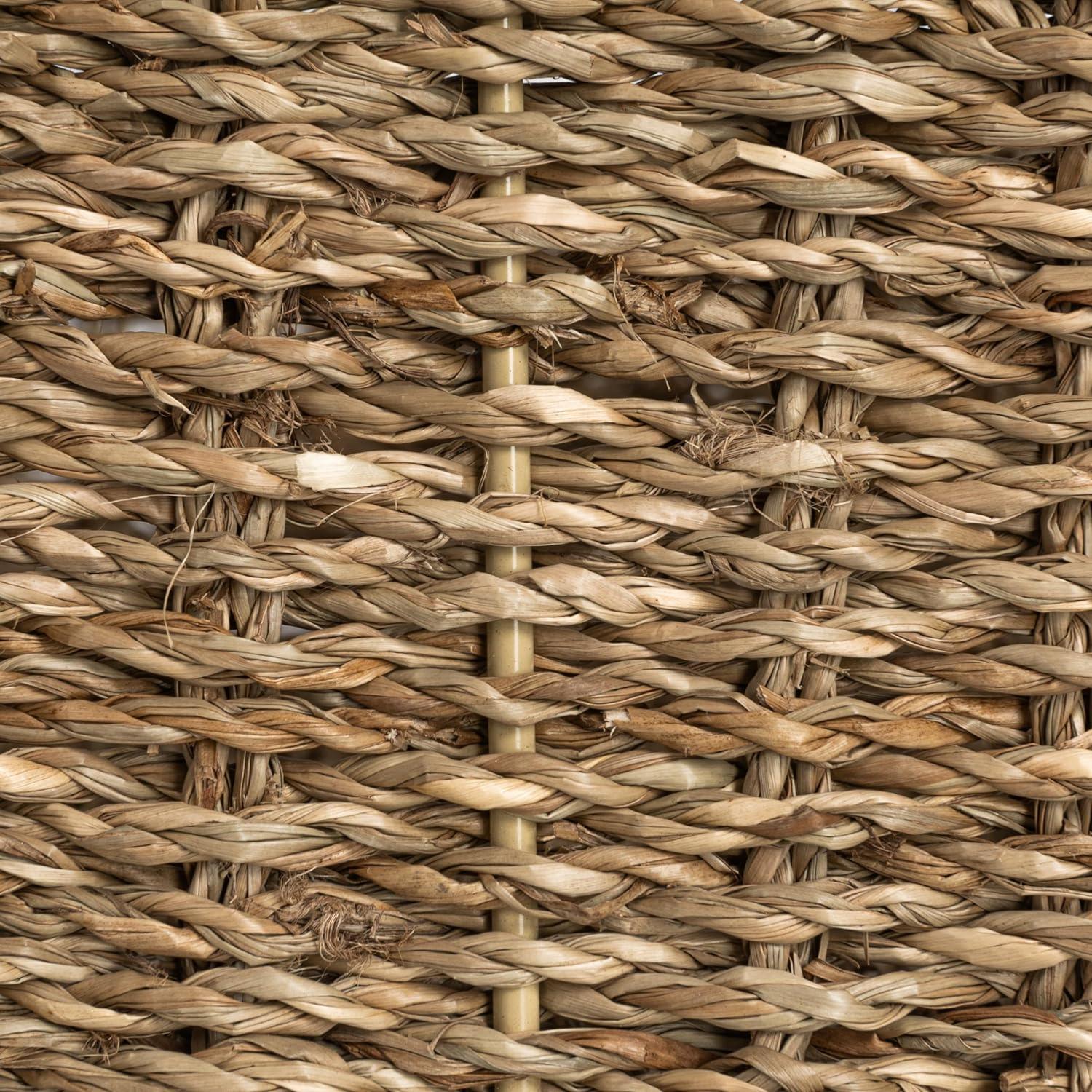 image:imageHousehold Essentials Handwoven Paper Rope Rectangular Storage Basket BlackNatural Seagrass