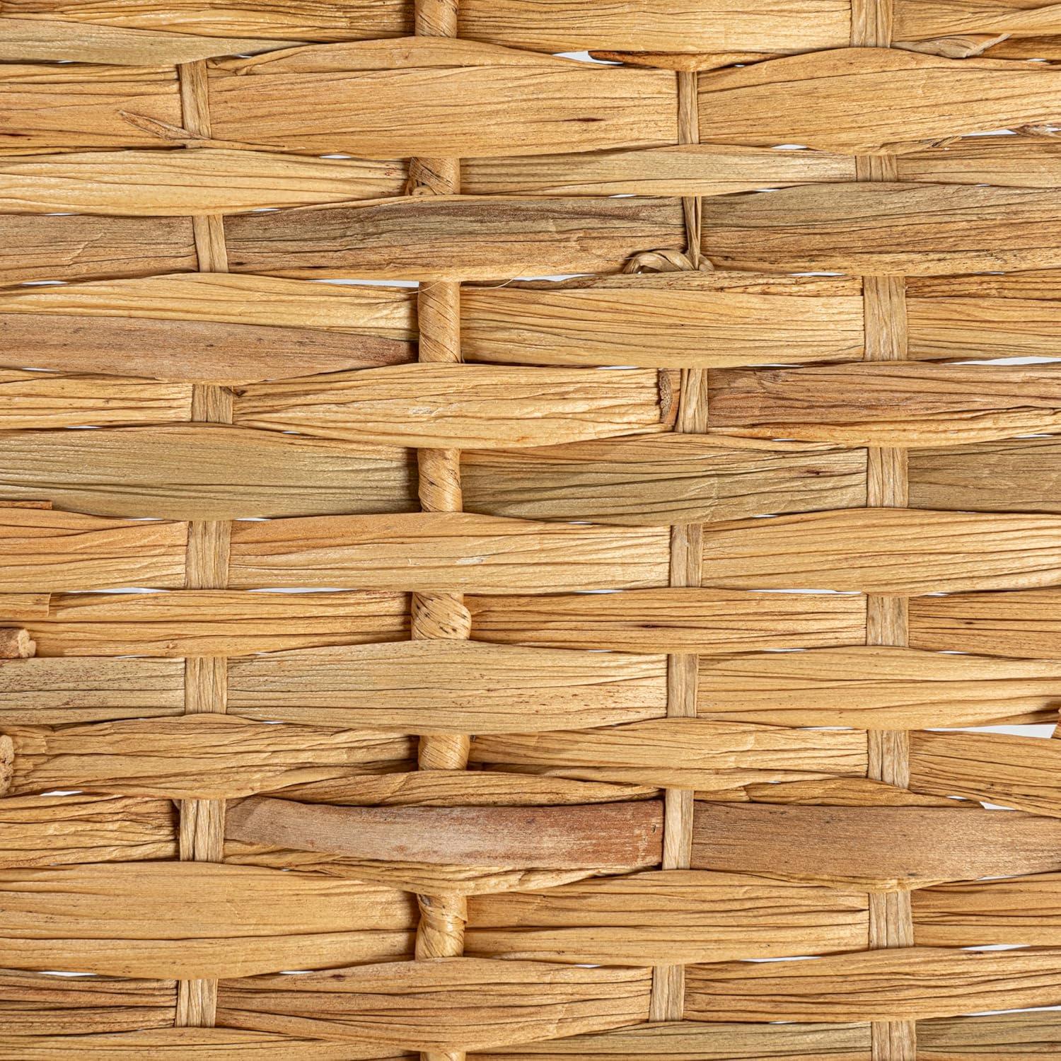 image:imageHousehold Essentials Handwoven Seagrass Rectangular Tray Set with Wood Handles Natural Set of 2Natural Water Hyacinth