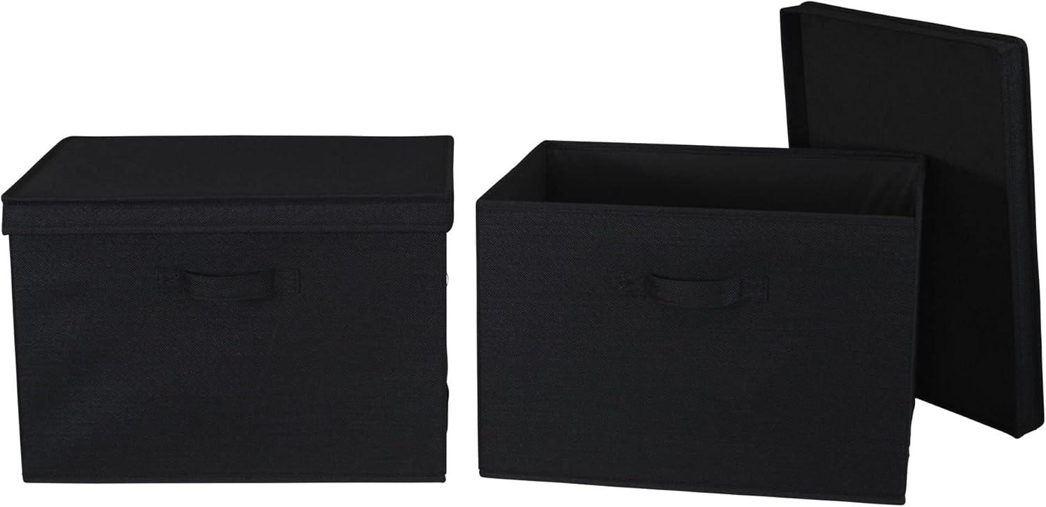 image:imageHousehold Essentials Natural Wide Storage Box with Lid 15x185x12 Wide185 W x DBlack