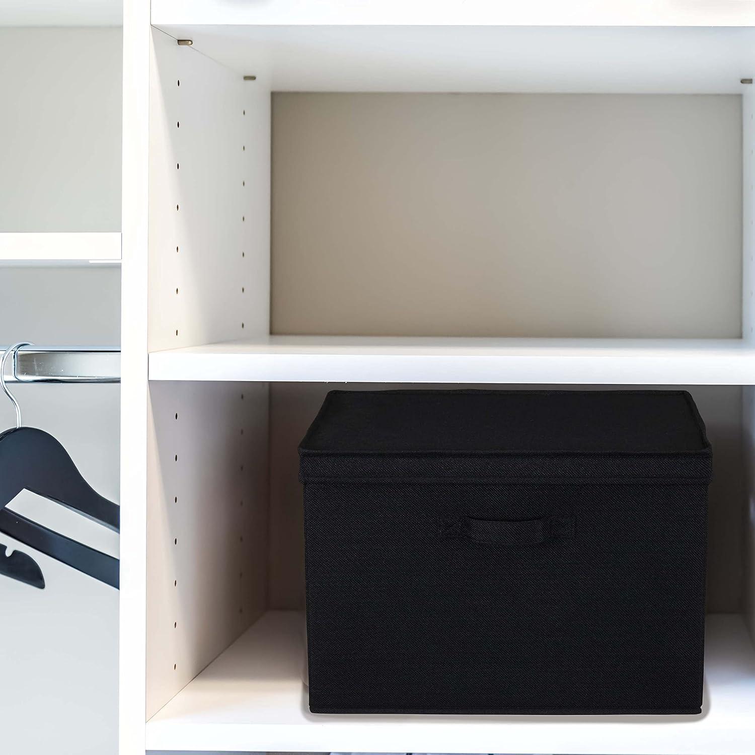 image:imageHousehold Essentials Natural Wide Storage Box with Lid 15x185x12 Wide185 W x DBlack