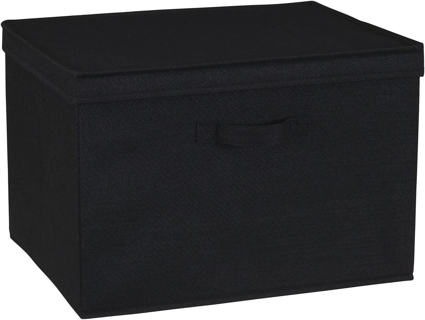 image:imageHousehold Essentials Natural Wide Storage Box with Lid 15x185x12 Wide185 W x DBlack