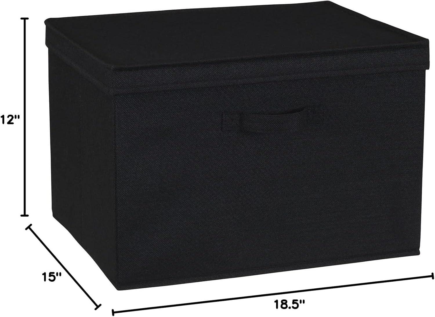 image:imageHousehold Essentials Natural Wide Storage Box with Lid 15x185x12 Wide185 W x DBlack