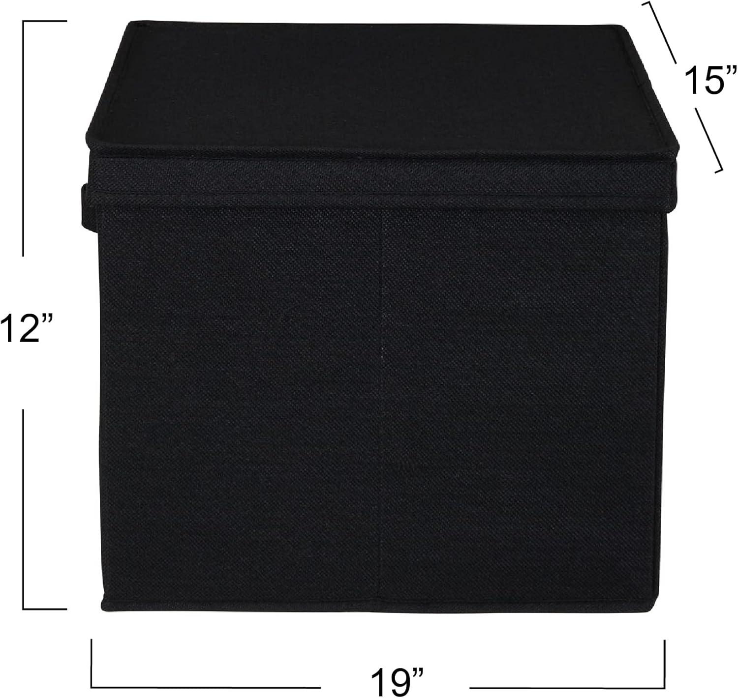 image:imageHousehold Essentials Natural Wide Storage Box with Lid 15x185x12 Wide185 W x DBlack