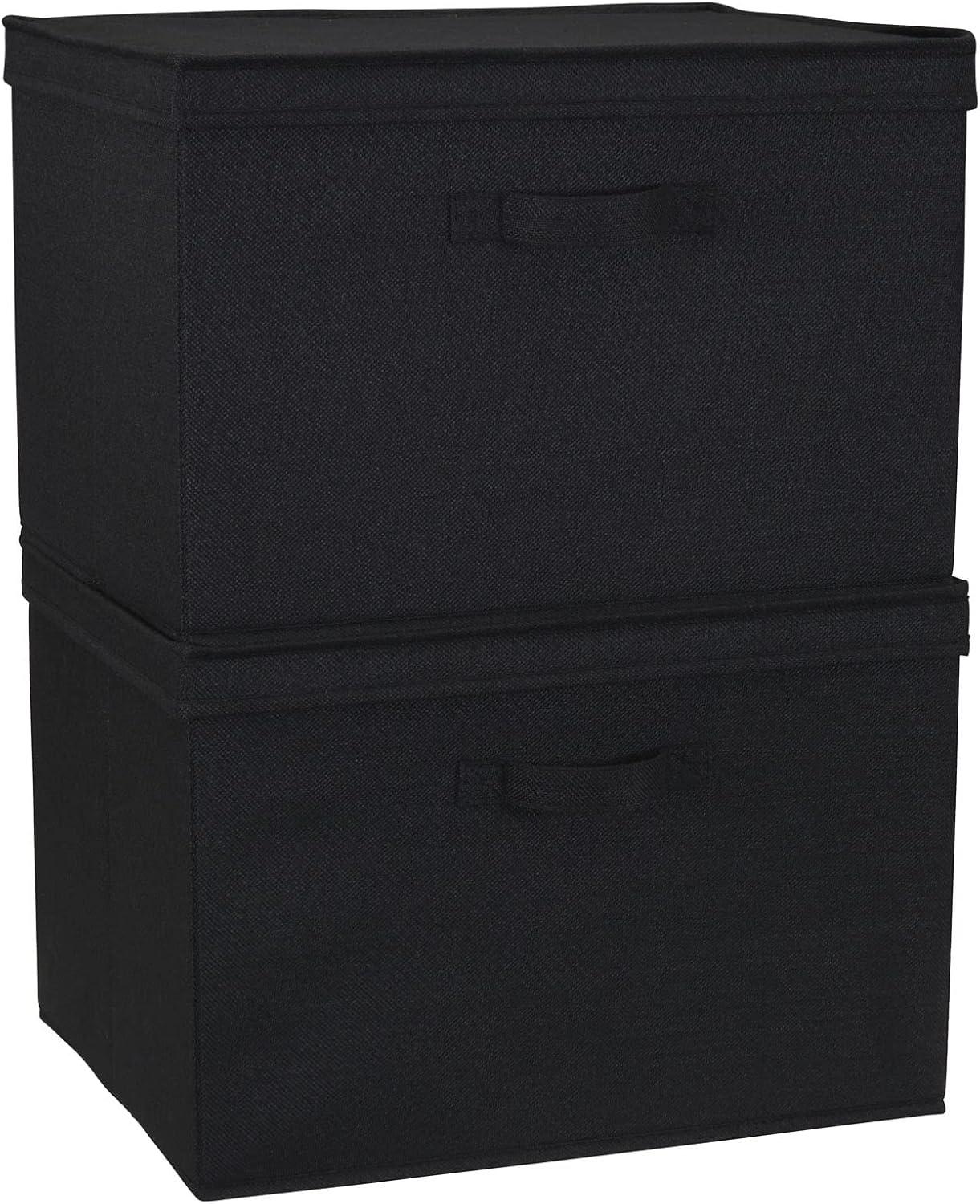 image:imageHousehold Essentials Natural Wide Storage Box with Lid 15x185x12 Wide185 W x DBlack