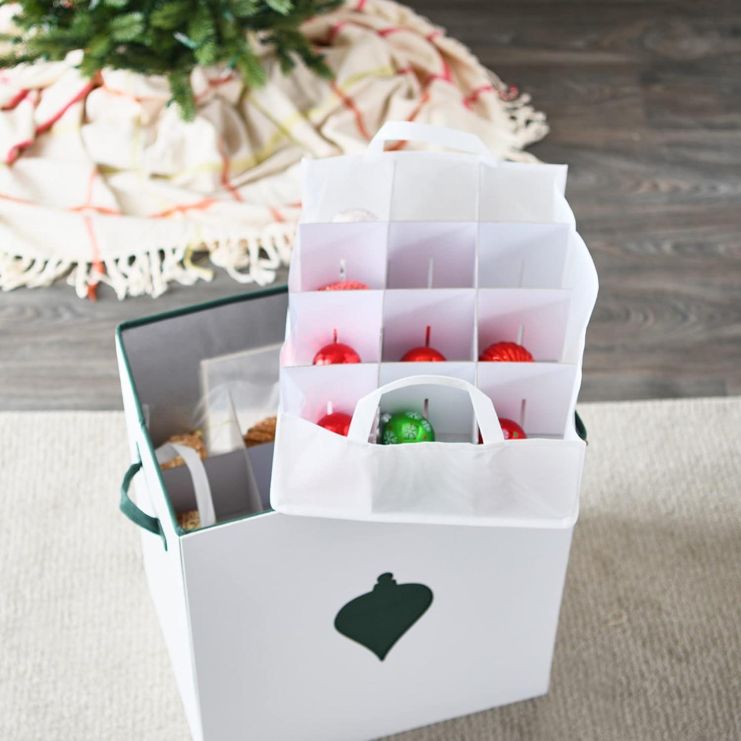 image:imageHousehold Essentials Ornament Storage Chest with 24 Pockets RedNaturalGreen