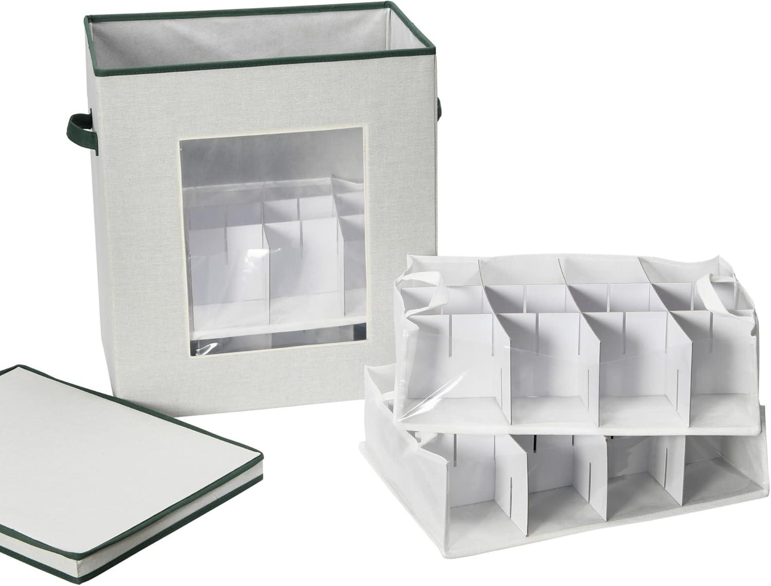 image:imageHousehold Essentials Ornament Storage Chest with 24 Pockets RedNaturalGreen