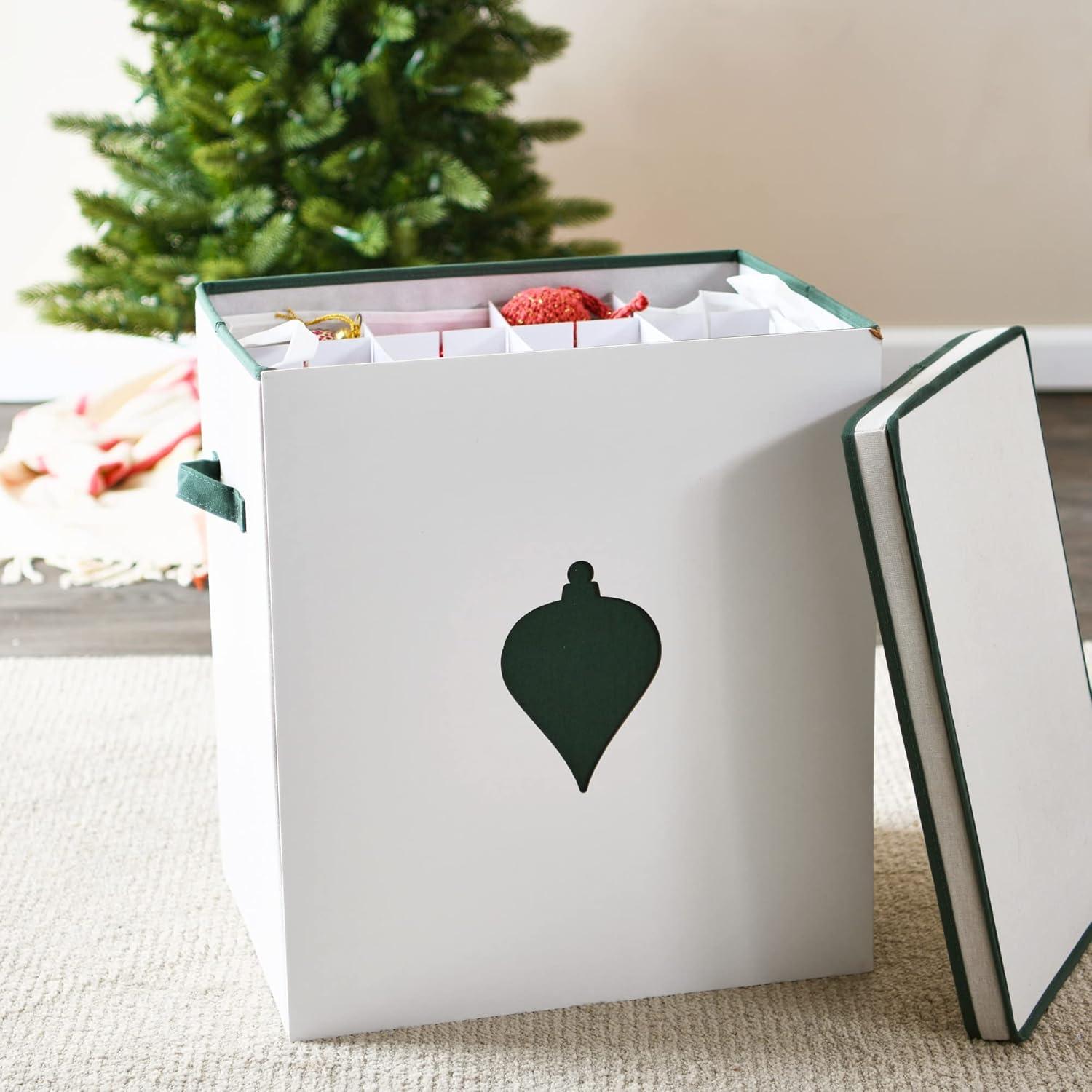 image:imageHousehold Essentials Ornament Storage Chest with 24 Pockets RedNaturalGreen
