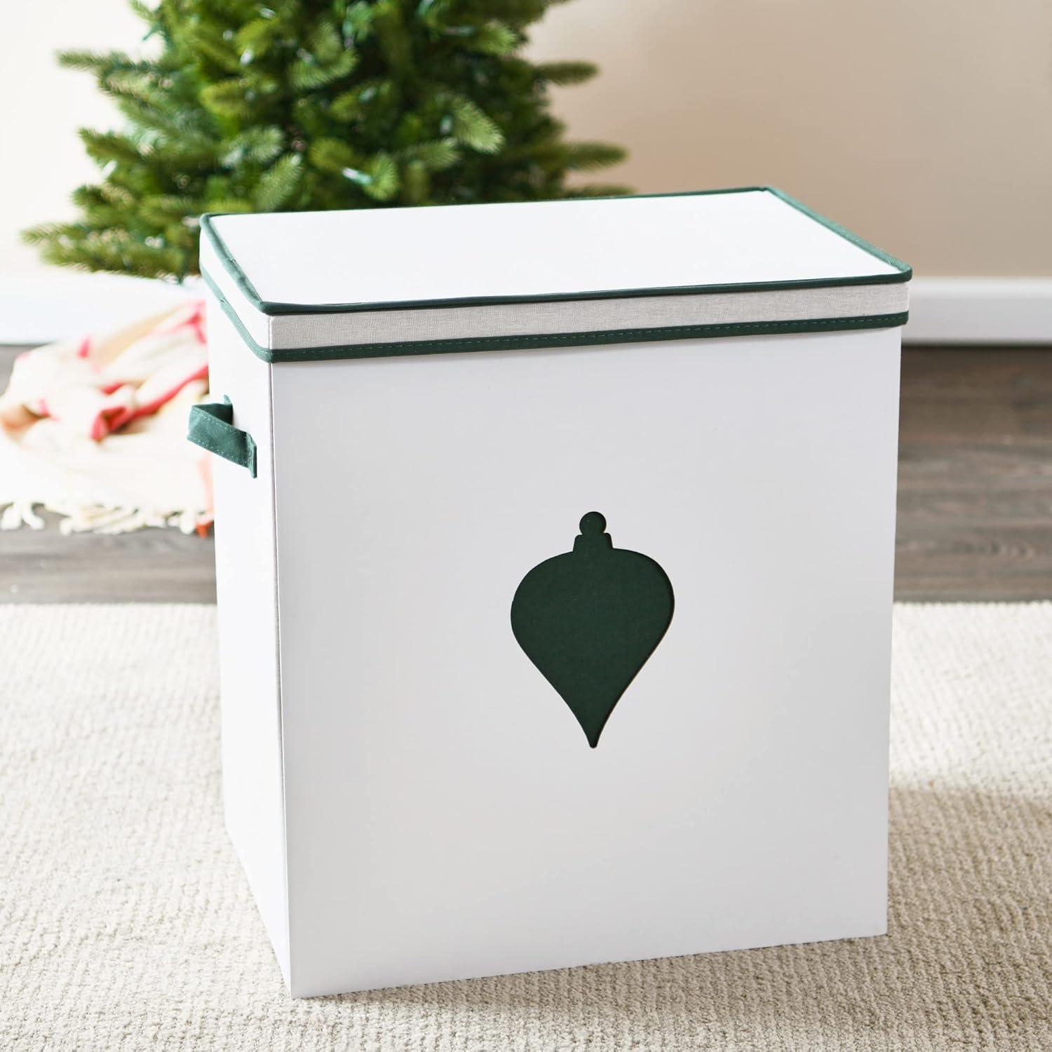 image:imageHousehold Essentials Ornament Storage Chest with 24 Pockets RedNaturalGreen