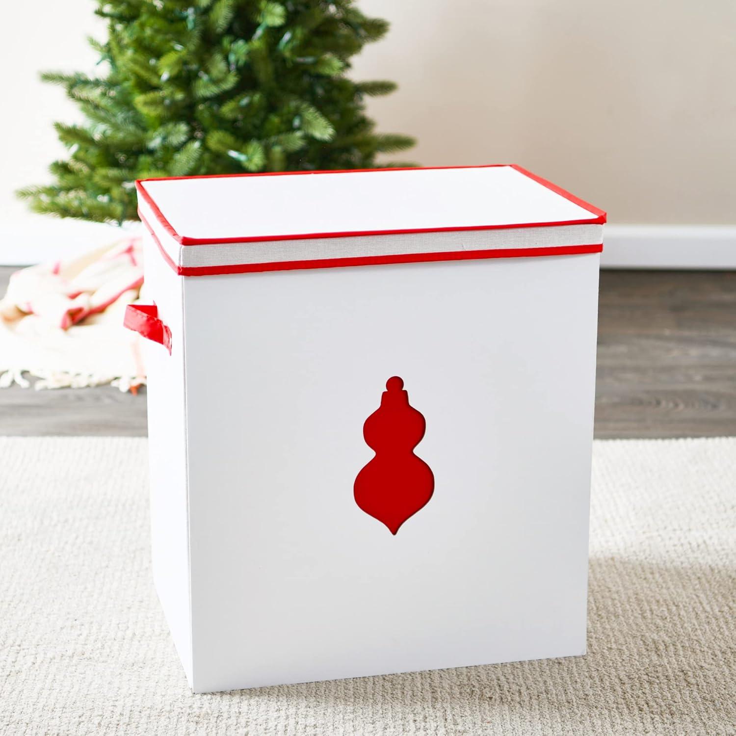 image:imageHousehold Essentials Ornament Storage Chest with 24 Pockets RedNaturalRed