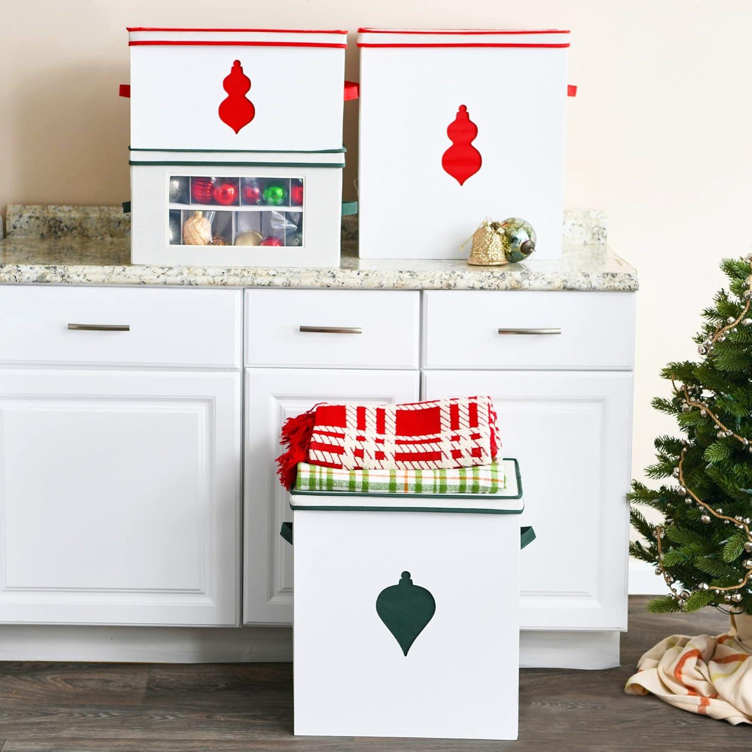 image:imageHousehold Essentials Ornament Storage Chest with 24 Pockets RedNaturalRed