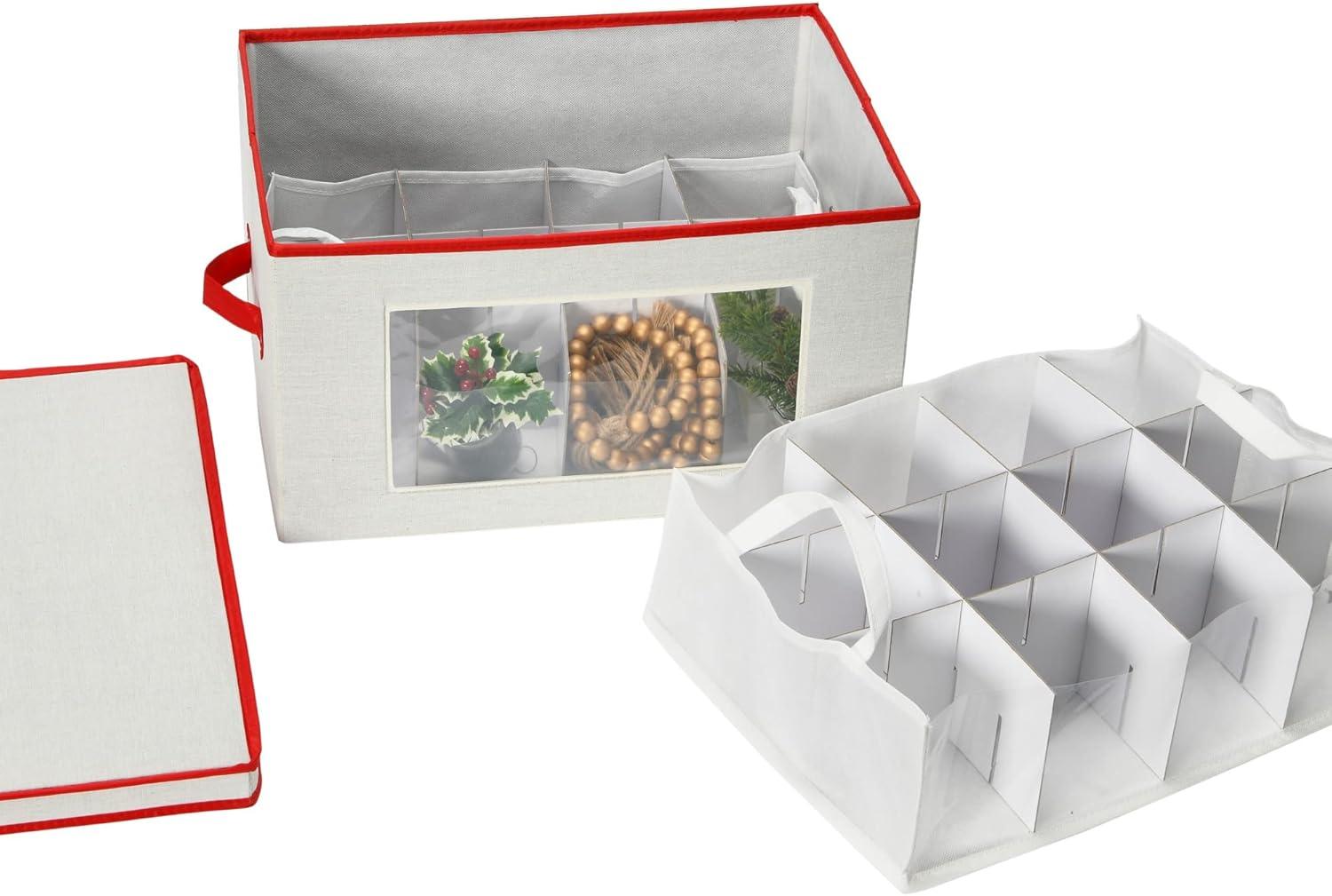 image:imageHousehold Essentials Ornament Storage Chest with 24 Pockets RedNaturalRed
